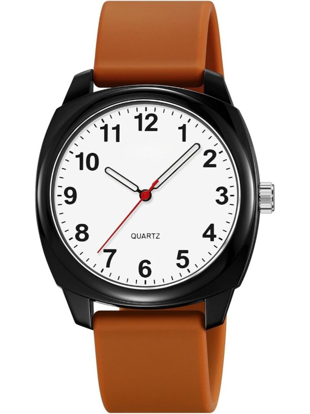 Unisex Brown Fashion Simple Analog Quartz Silicone Strap Waterproof Wrist Watch